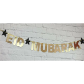 Eid letterslinger goud met zwarte sterren Islamboekhandel.nl